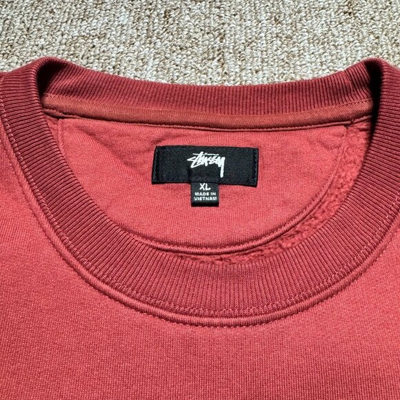 Stussy Fleece Vest Stock Logo Washed Burgundy EUC Mens XL - Picture 4 of 9